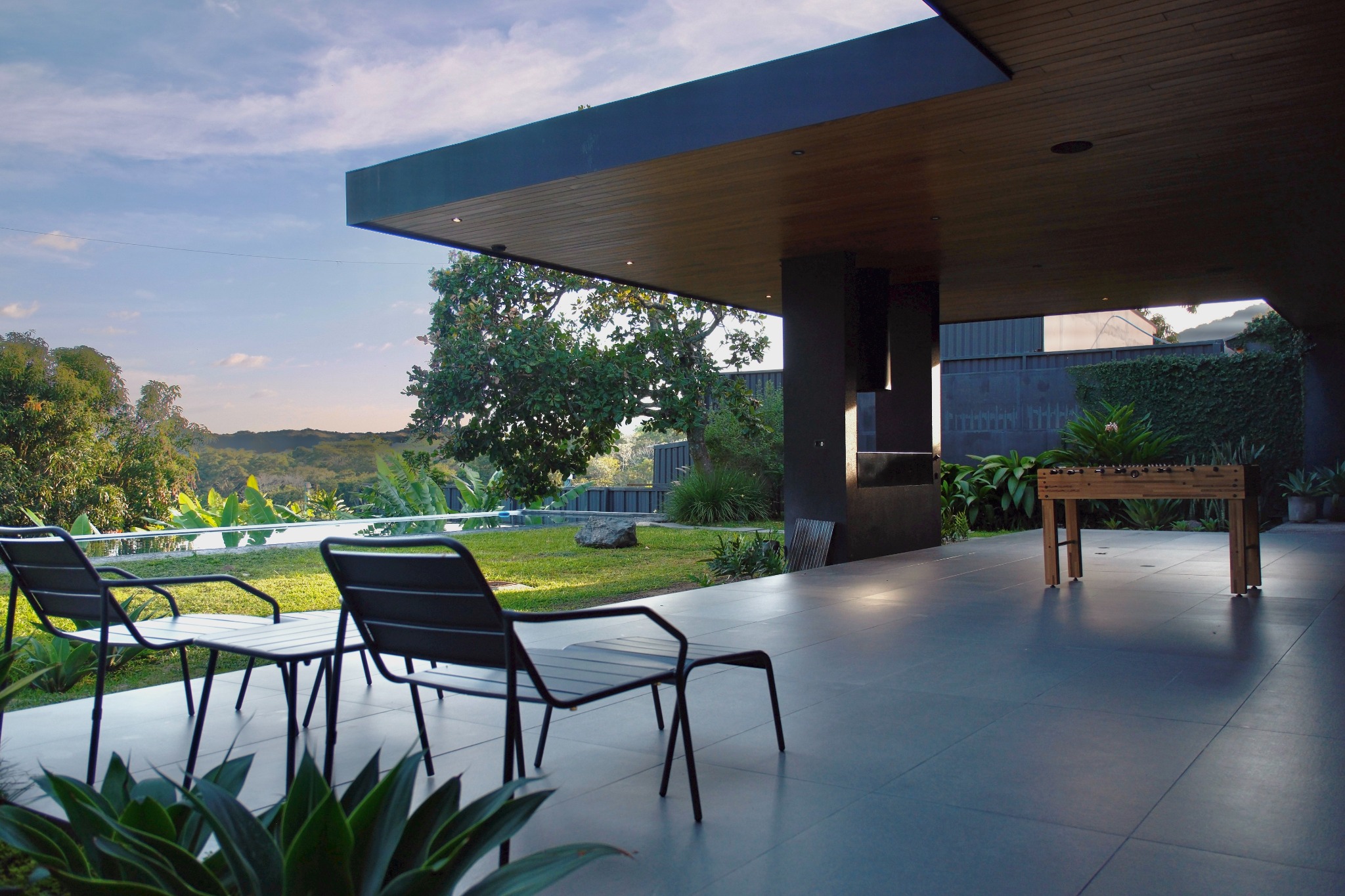 Contemporary terrace surrounded by nature